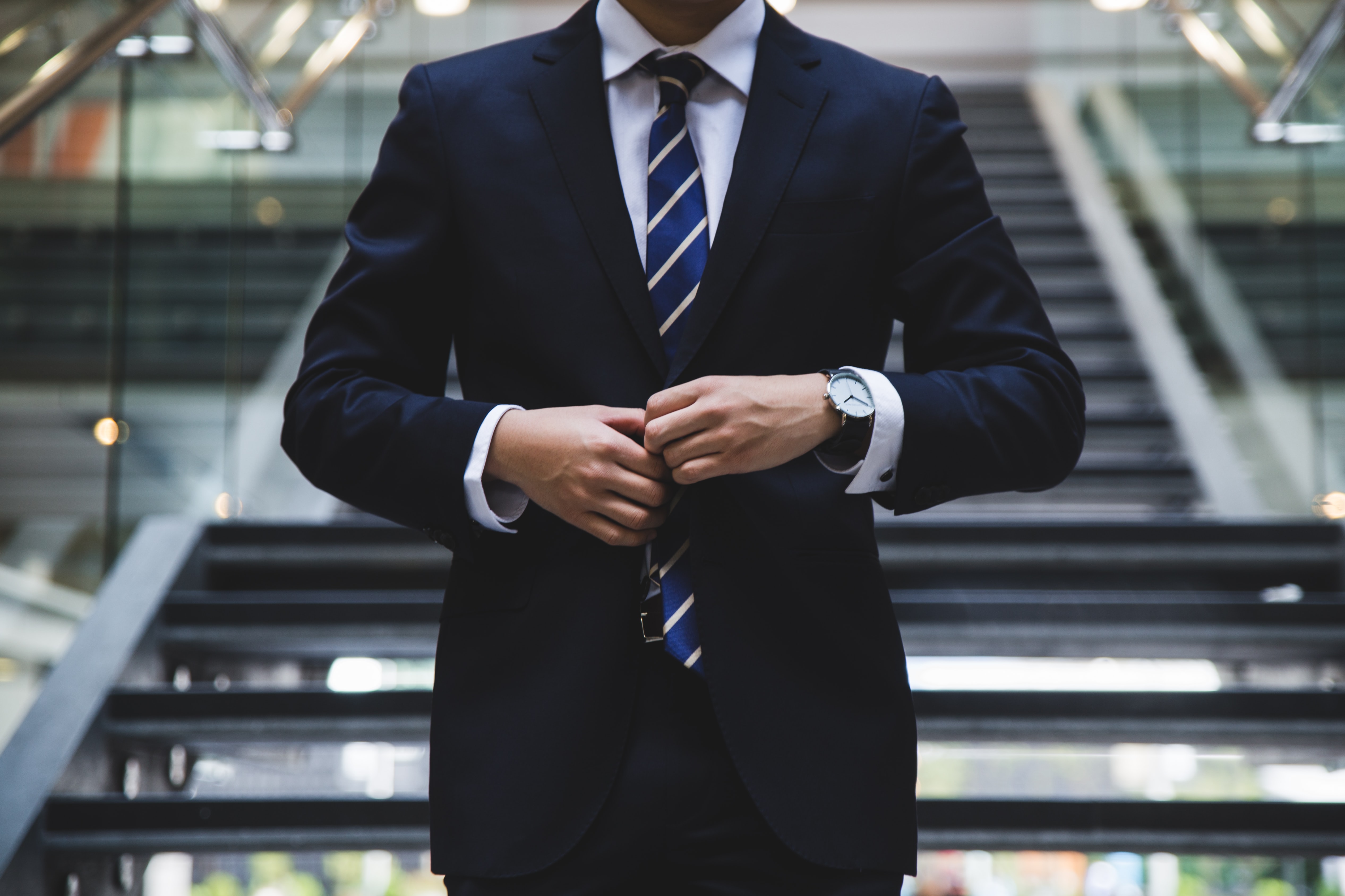 Graduate student intern wearing a suit