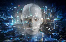 AI generated image of a silhouette surrounded by data and technology
